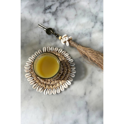 Raffia onderzetter Shell natuurlijk