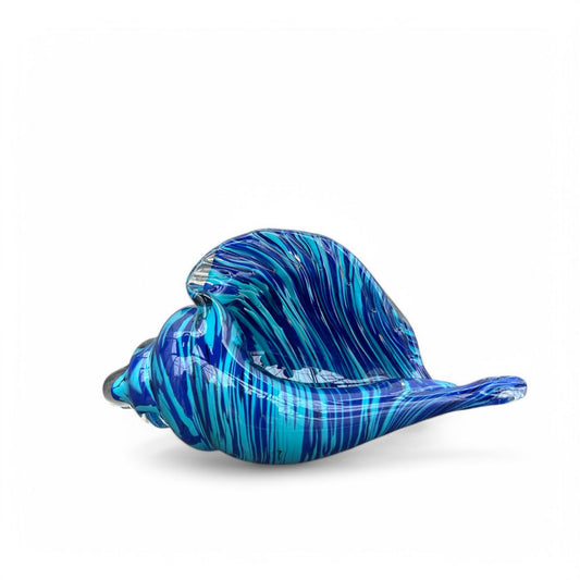 Glazen schelp blauw - 24 cm