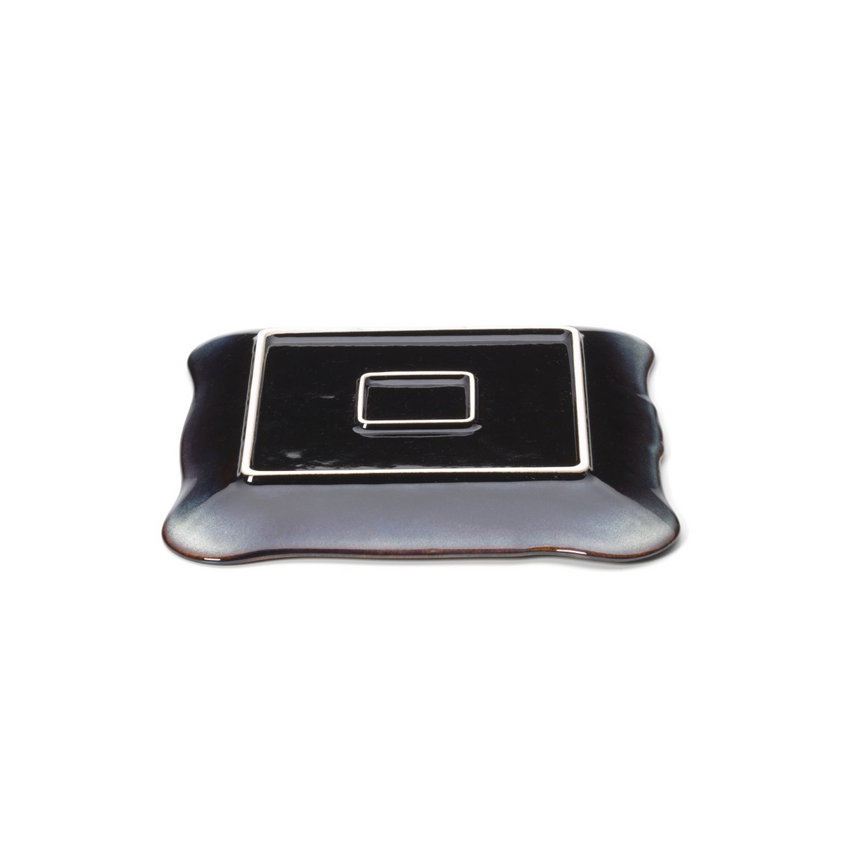 Porseleinen bord Lotus ice square grijs bruin - L