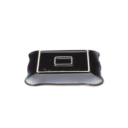 Porseleinen bord Lotus ice square grijs bruin - L