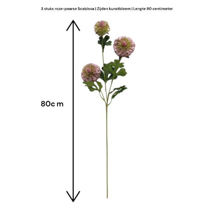 Zijden kunstbloem Scabiosa paars - 80 cm