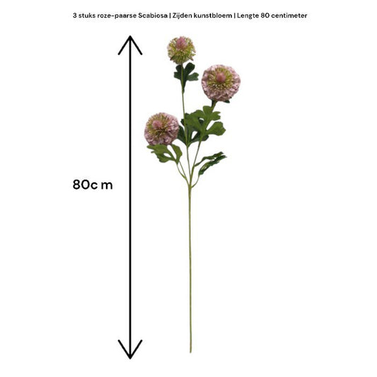 Zijden kunstbloem Scabiosa paars - 80 cm