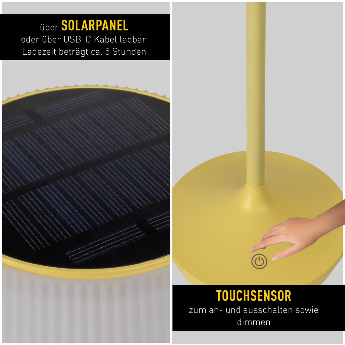 Solar Tafellamp Emmi Geel/Wit - 38 cm (Dimbaar)