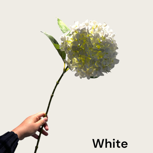 Zijden kunstbloem Hortensia wit - 47 cm