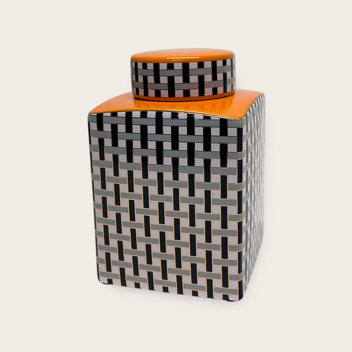 Porseleinen pot A-stijl oranje (set van 2)