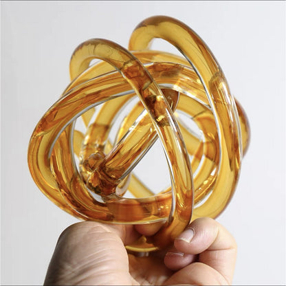 Glazen knoop Knoop geel - 11 cm