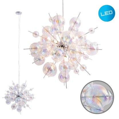 Hanger lamp "explosie" gemaakt van metaal - en irisglas, G9 - frames, hangende lamp voor eetkamer, woonkamer, hal of kantoor, Øca. 65 cm - OutHome