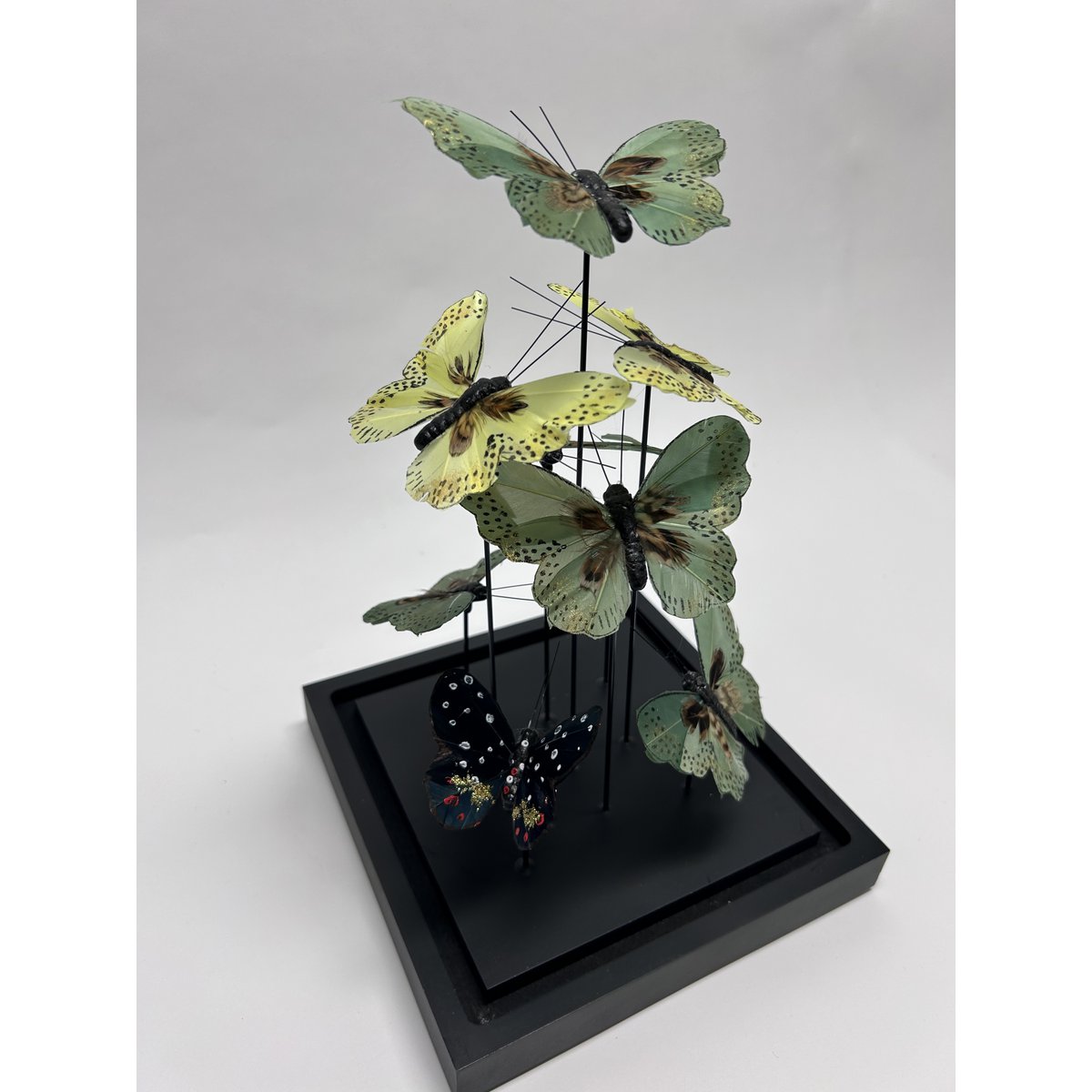Glazen stolp Vlinder yf-01 groen - 19 x 19 x 31,5 cm