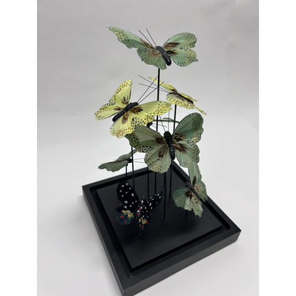 Glazen stolp Vlinder yf-01 groen - 19 x 19 x 31,5 cm
