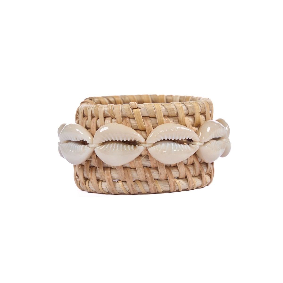 Rotan servetring Schelp natuurlijk wit (Set van 4)
