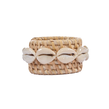 Rotan servetring Schelp natuurlijk wit (Set van 4)