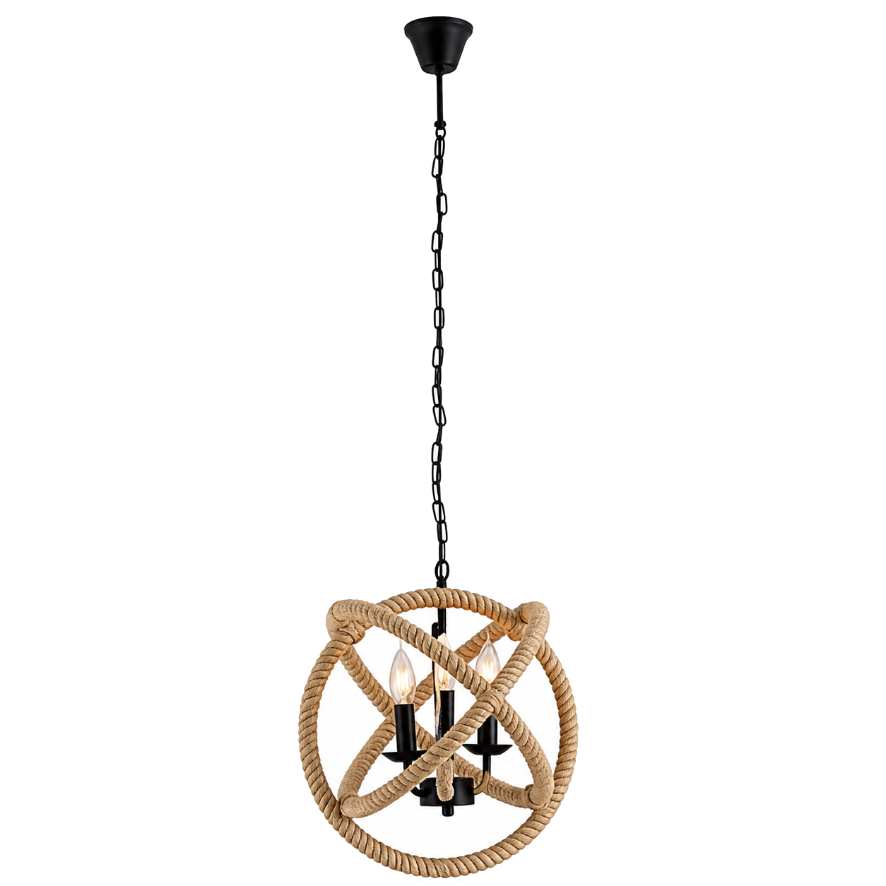 Hanglamp Regia Zwart Metaal/Hennep - Ø 43 cm (E27) productfoto op witte achtergrond