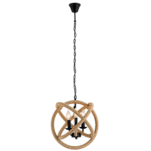Hanglamp Regia Zwart Metaal/Hennep - Ø 43 cm (E27) productfoto op witte achtergrond