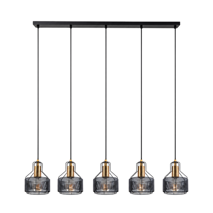 Hanglamp Foro 5-Lichts Zwart/Goud - 96 cm (E27) productfoto op witte achtergrond