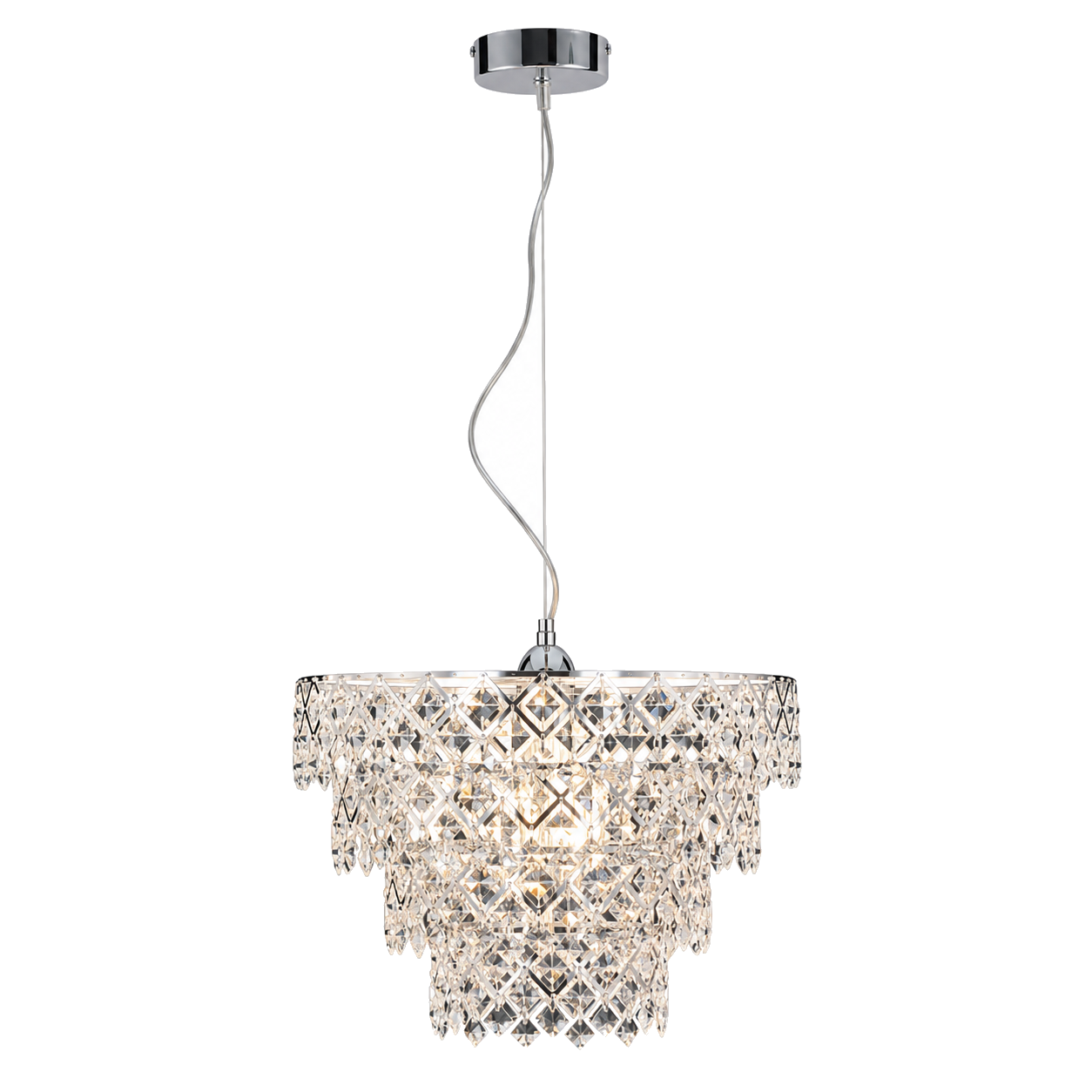 Hanglamp Fancy Kroonluchter Chroom - Ø 38 cm (E27) productfoto op witte achtergrond