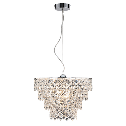 Hanglamp Fancy Kroonluchter Chroom - Ø 38 cm (E27) productfoto op witte achtergrond