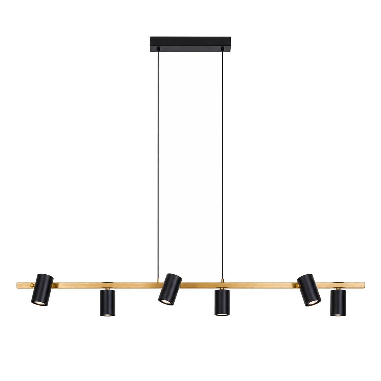 Hanglamp Frida 6-Lichts Zwart/Goud - 115 cm (GU10) productfoto op witte achtergrond