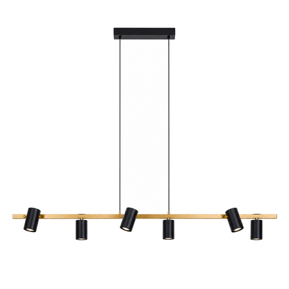 Hanglamp Frida 6-Lichts Zwart/Goud - 115 cm (GU10) productfoto op witte achtergrond