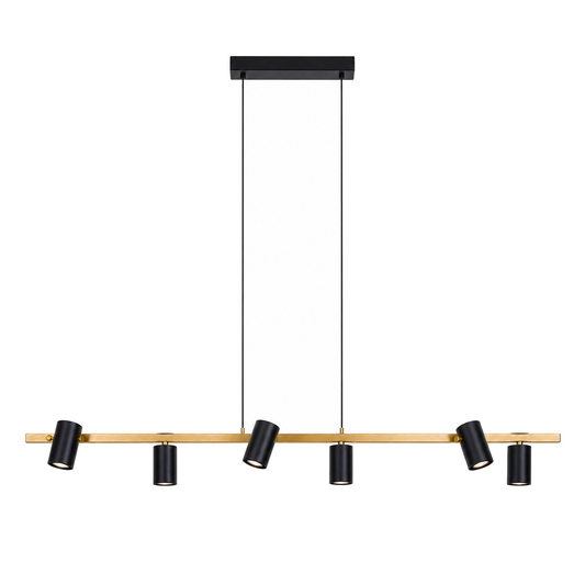 Hanglamp Frida 6-Lichts Zwart/Goud - 115 cm (GU10) productfoto op witte achtergrond