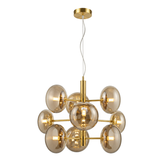 Hanglamp Orion Messing/Amberglas - Ø 53 cm (G9) productfoto op witte achtergrond