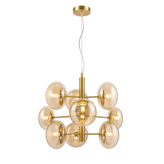 Hanglamp Orion Messing/Amberglas - Ø 53 cm (G9) productfoto op witte achtergrond