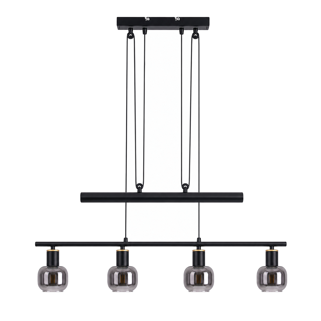 Hanglamp Fumoso 4-Lichts Zwart Rookglas - 78 cm (E14) productfoto op witte achtergrond