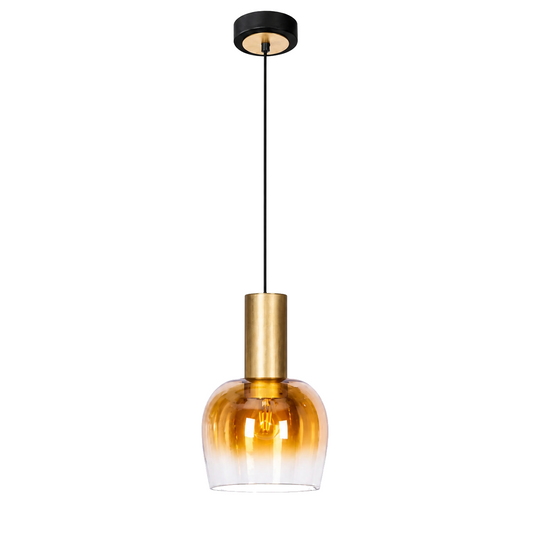 Hanglamp Funda 1-Lichts Amberglas/Messing - diameter 23.5 cm (E27) productfoto op witte achtergrond