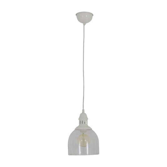 Glazen Hanglamp Mumbai Wit (E27) productfoto op witte achtergrond