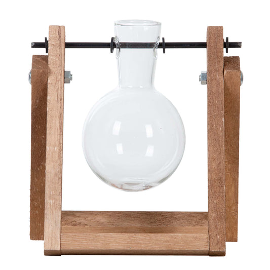 Snijstandaard - 1 glazen vaas - Hydroponische vaas voor stekken - Hout - Kweekstation