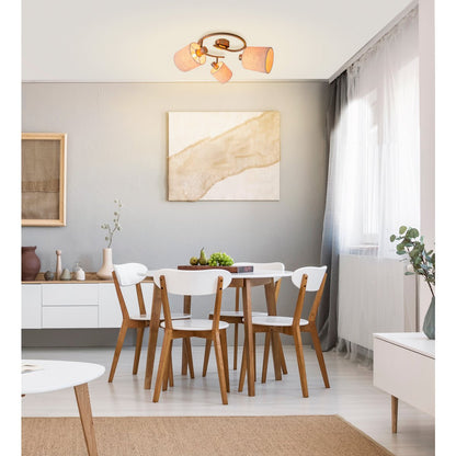 Plafondlamp Maron 3-Lichts Satijn/Naturel - Ø 28,5 cm (E14)
