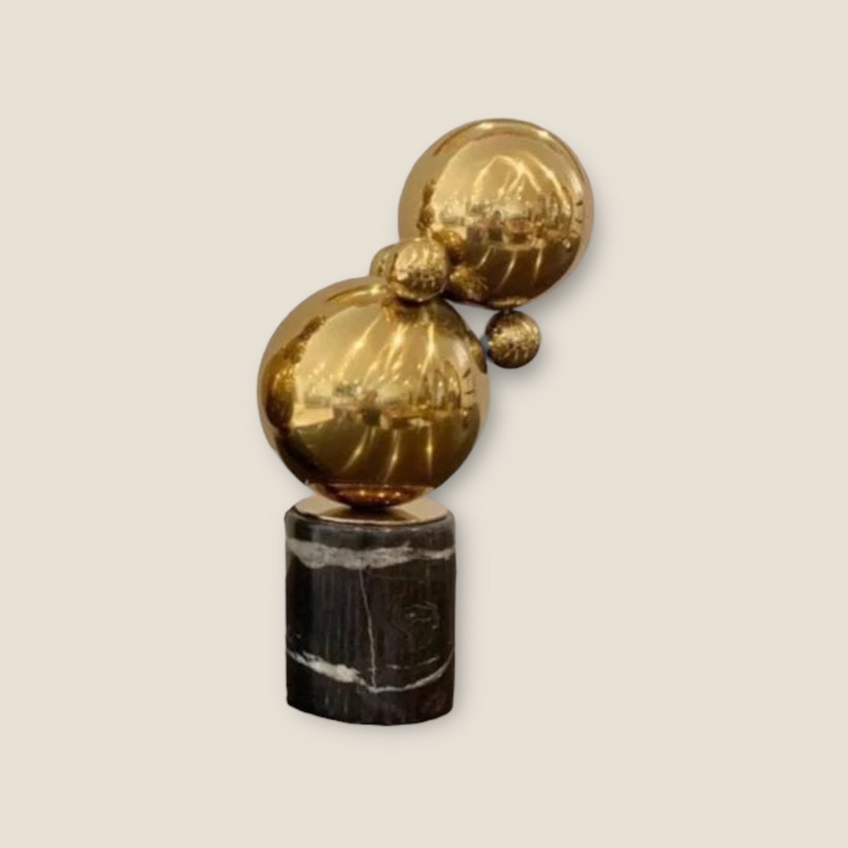 Marmer en messing beeldhouwwerk Zh-05 zwart/goud