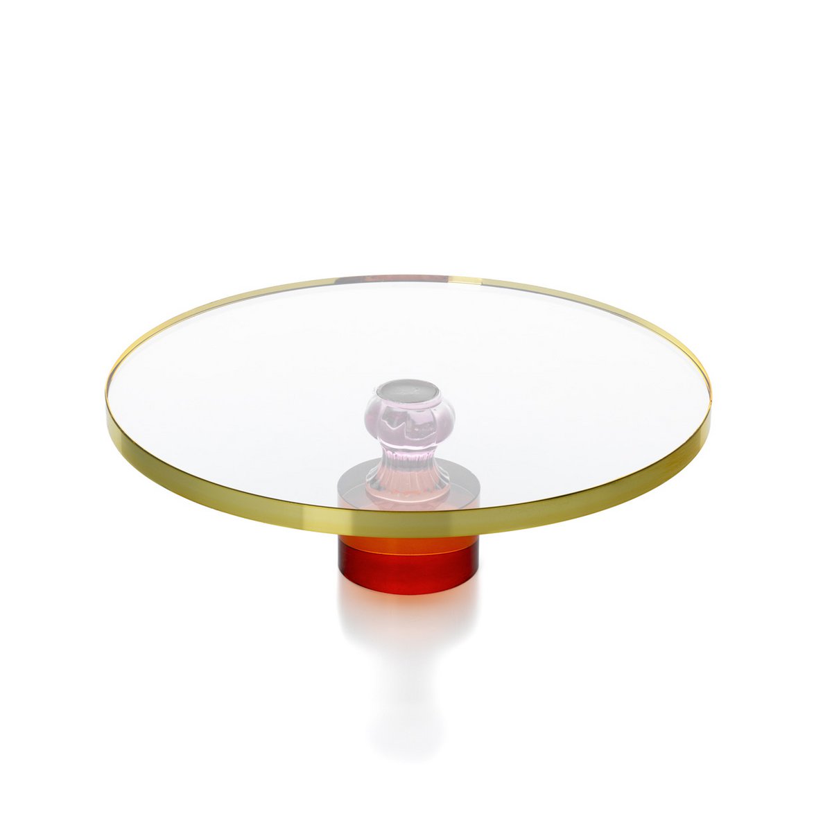 Glazen taartschotel Edelsteen amber/roze/goud