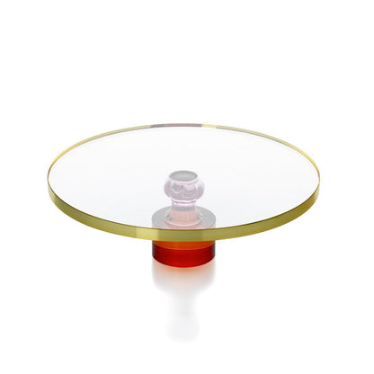 Glazen taartschotel Edelsteen amber/roze/goud