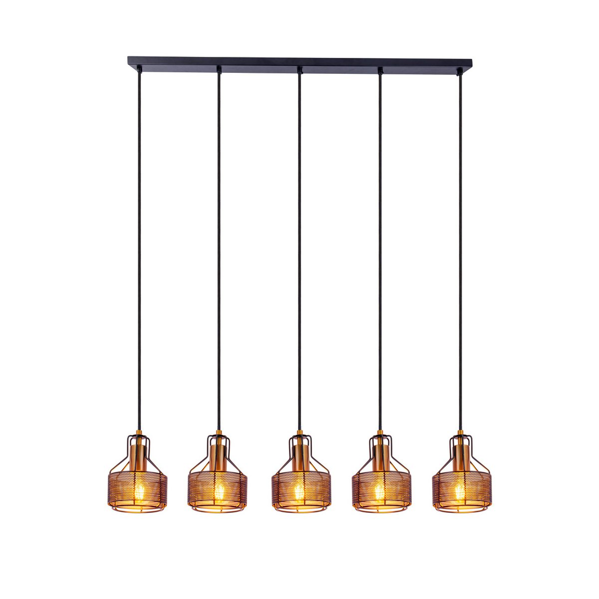 Hanglamp Foro 5-Lichts Zwart/Goud - 96 cm (E27)