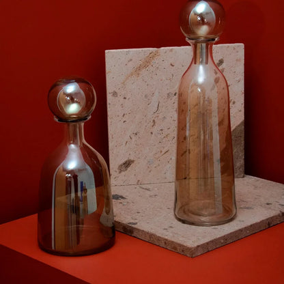 Glazen fles amberkleurig (Set van 3)