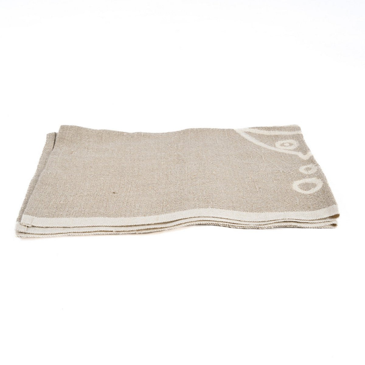 Linnen keukenhanddoek Vispatroon naturel wit - 50x70 cm