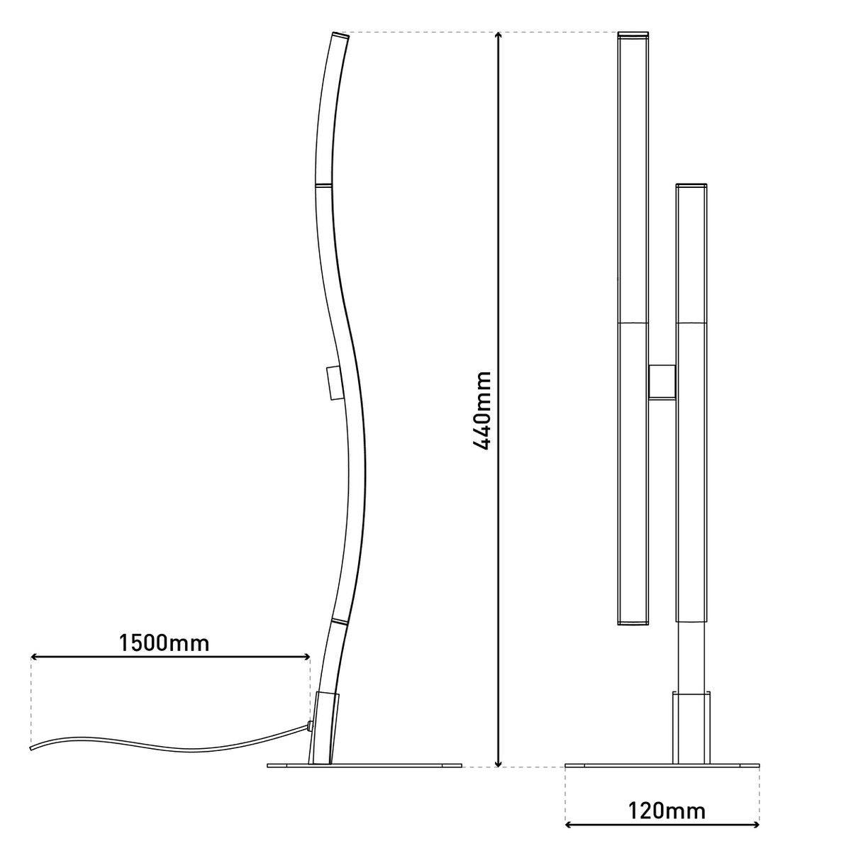 LED Tafellamp Onda Zwart - 44 cm