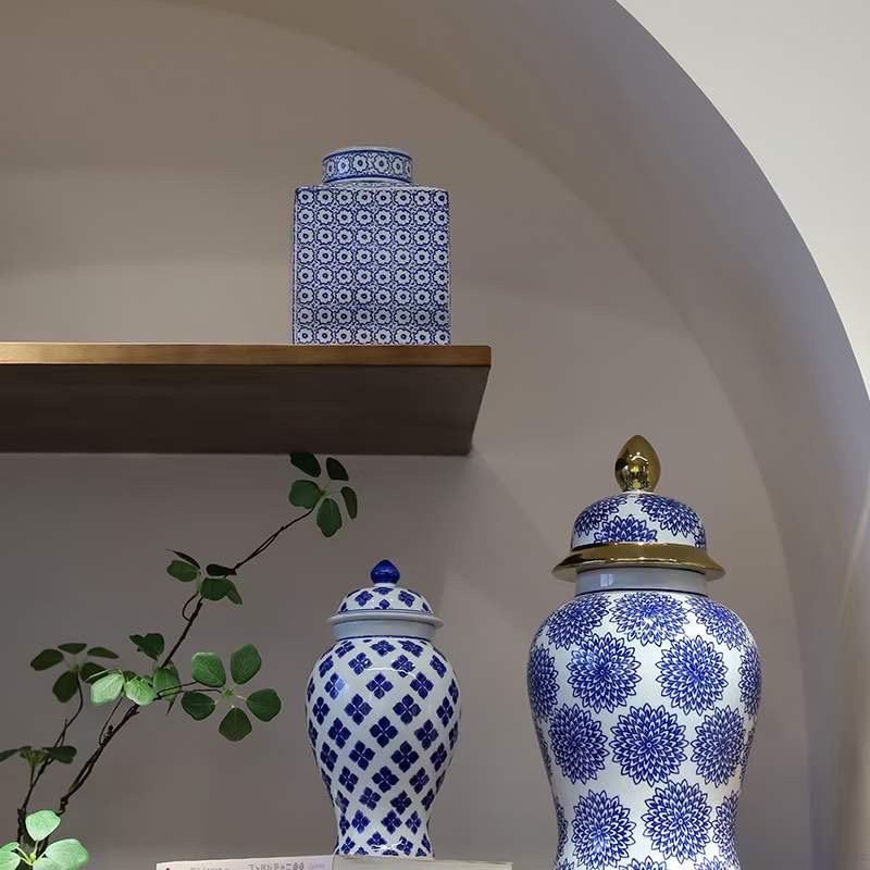Porseleinen vaas Bloemen blauw-wit