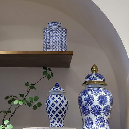 Porseleinen vaas Bloemen blauw-wit