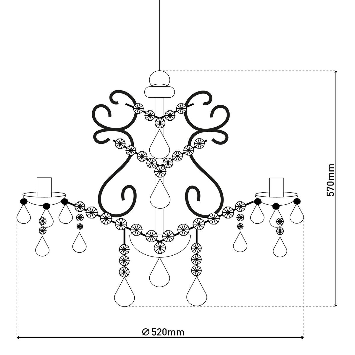 Kroonluchter Cecilia 5-Lichts Goud - Ø 52 cm (E14)