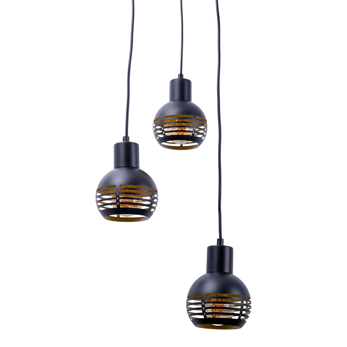 Hanglamp Casco 3-Lichts Zwart/Goud (E27)