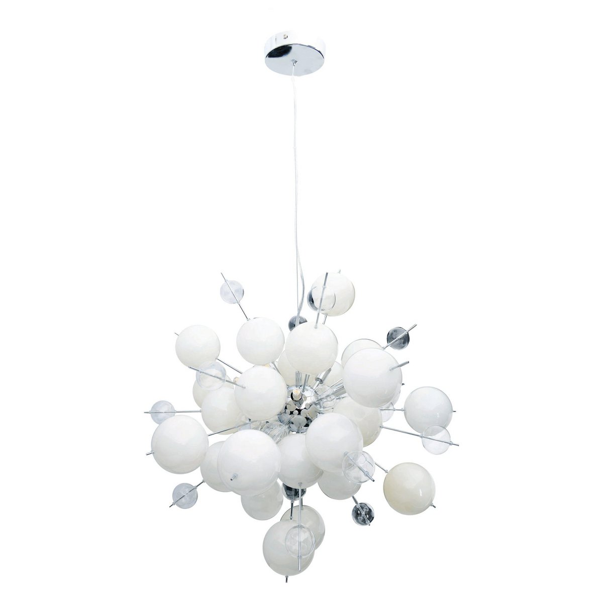 Hanger lamp "explosie" wit gemaakt van metaal en glas, G9 - versies, voor eetkamer, woonkamer, gang of kantoor, hangende lamp ØCA 65 cm - OutHome