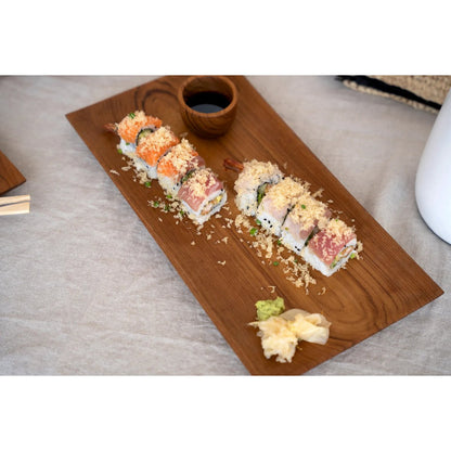 Teak sushi bord Teak root sushi plate bruin - 35 cm