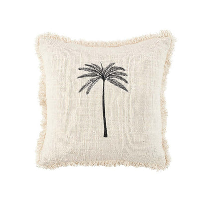 Kussenhoes Gili palm natuurlijk zwart