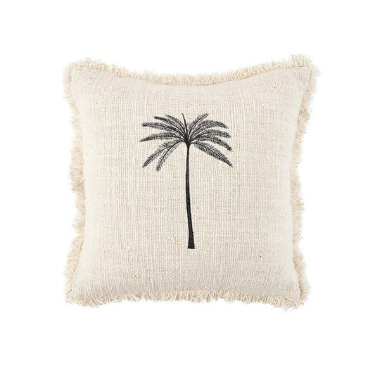 Kussenhoes Gili palm natuurlijk zwart
