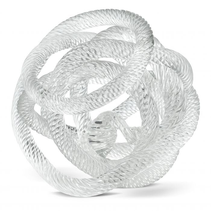 Geknoopte glazen sculptuur M transparant - 15 cm