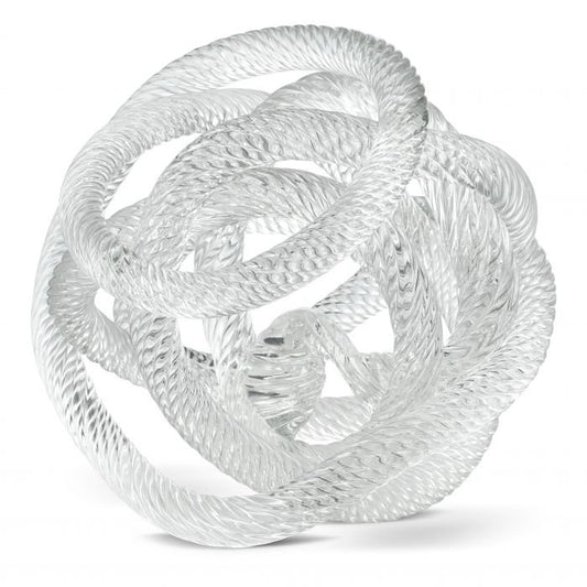 Geknoopte glazen sculptuur M transparant - 15 cm