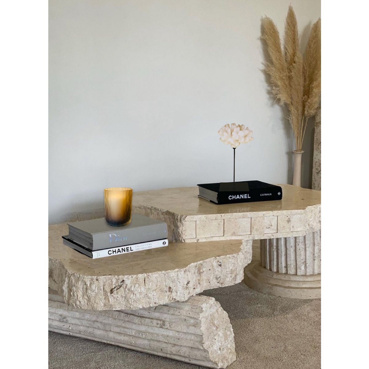 Metalen standaard koraaldecoratie wit - 25 cm