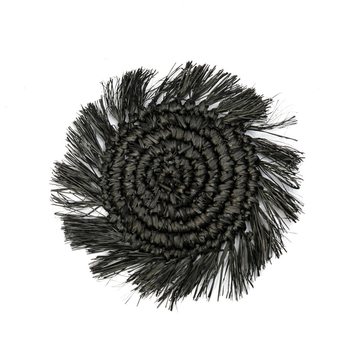 Raffia onderzetter Fringe zwart