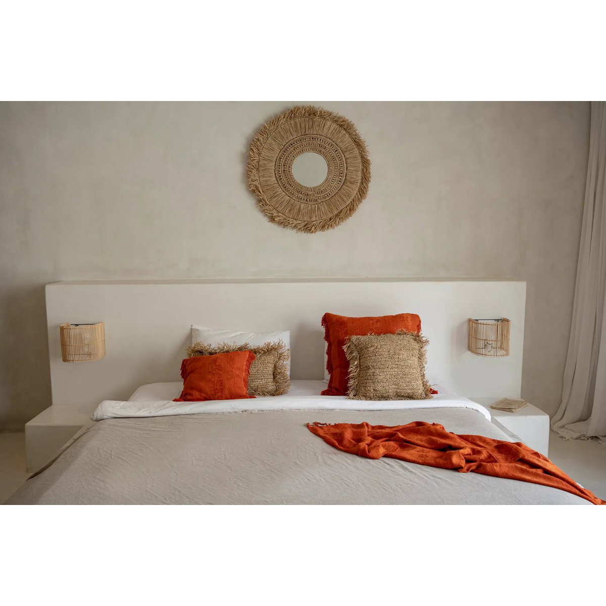 Raffia kussenhoes Vierkant naturel - 40 cm